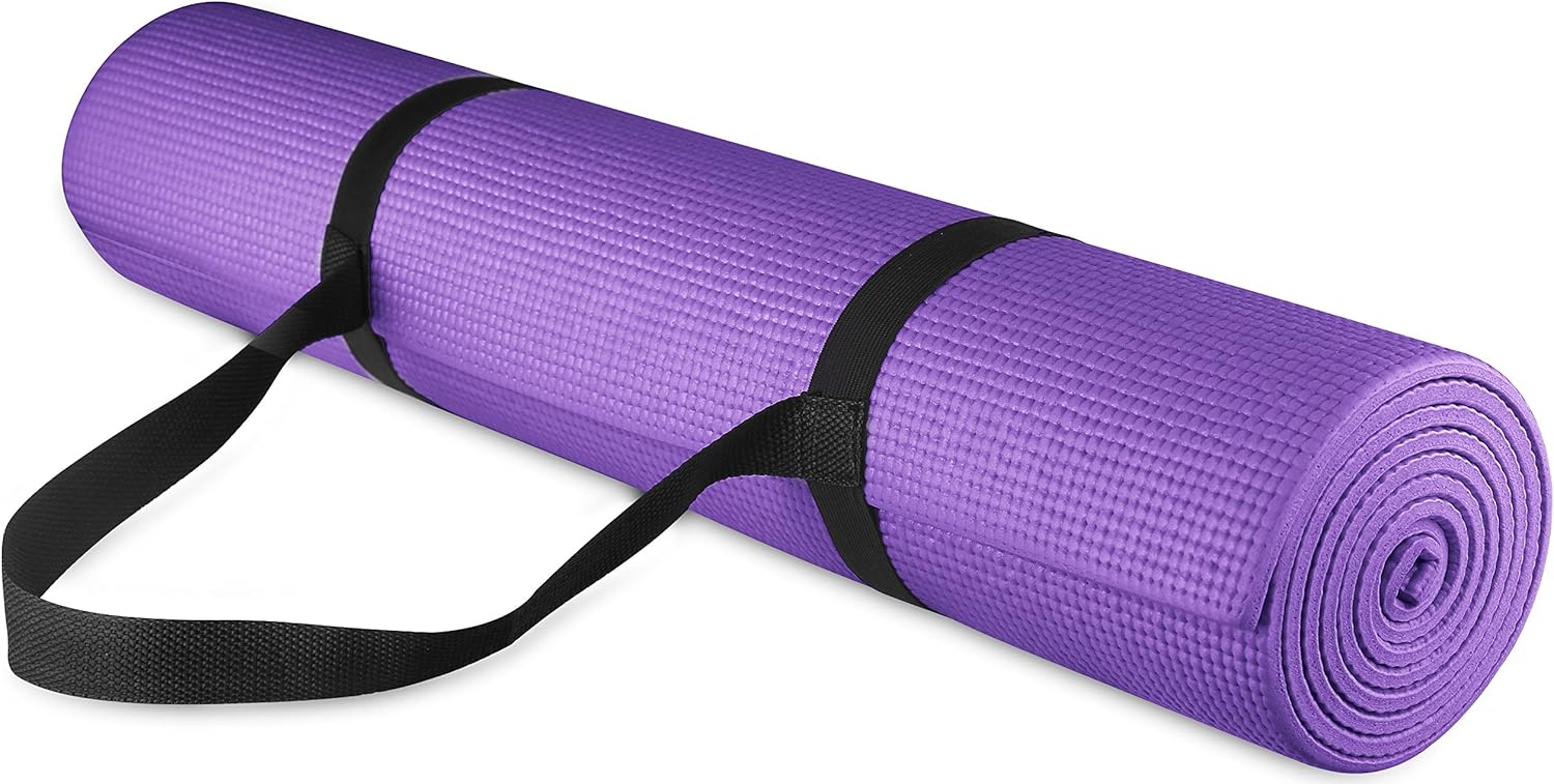 Fitvids All Purpose 1/4-Inch High Density Anti-Tear Exercise Yoga Mat with Carrying Strap, Multiple Colors